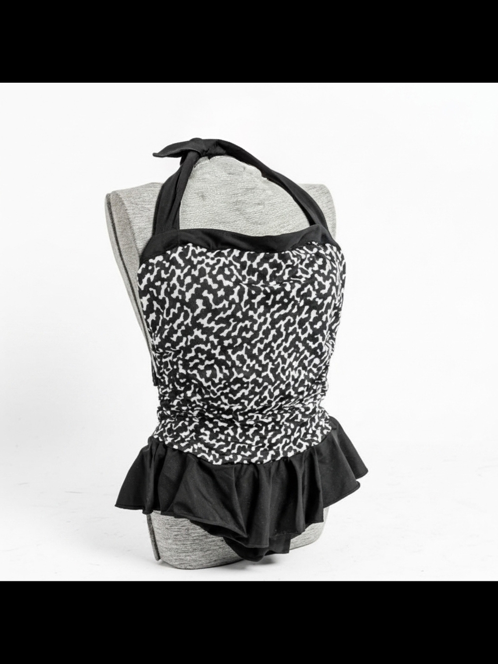 Aqua Green Black & White Animal Print One Piece Swimming Suit Size L